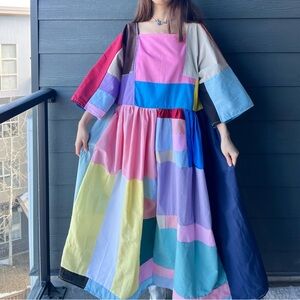 Handmade Quilted Patchwork Colorblock Dress SKU 02264